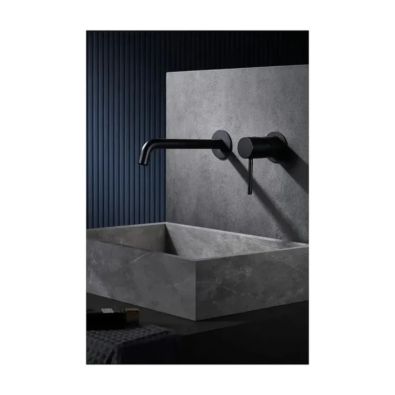 Grifo de lavabo monomando empotrado en latón negro mate sin caja de registro Monza de Imex