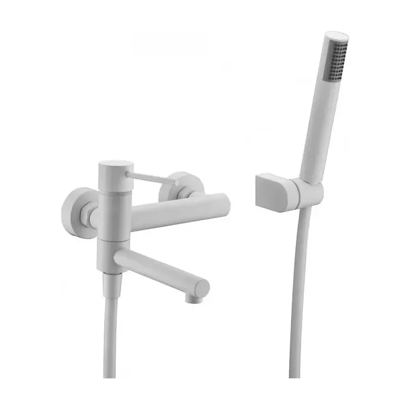Grifo de pared monomando de bañera y ducha empotrado blanco mate stick Milos de Imex