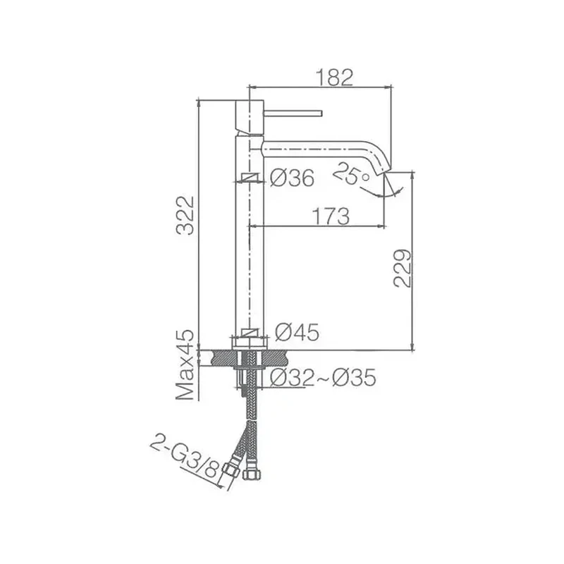 Grifo de lavabo alto en latón con cartucho cerámico de 25 mm Monza de Imex