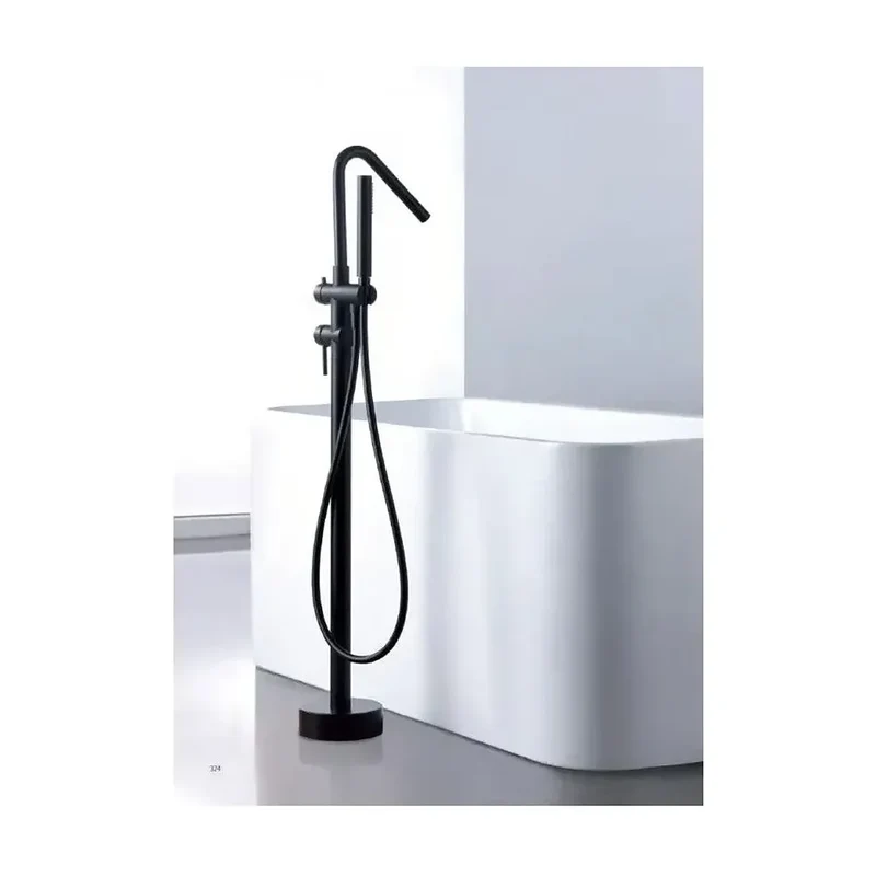 Grifo monomando de bañera con ducha de mano fabricado en latón con acabado negro mate Corcega de Imex