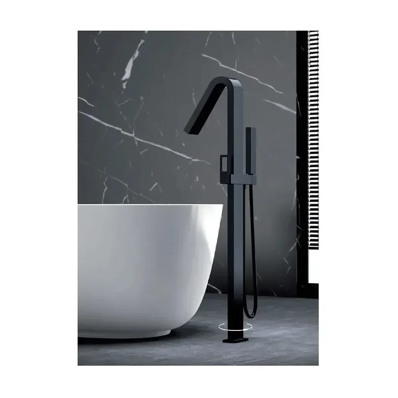 Grifo monomando de bañera con ducha de mano fabricado en latón con acabado negro mate Corcega de Imex