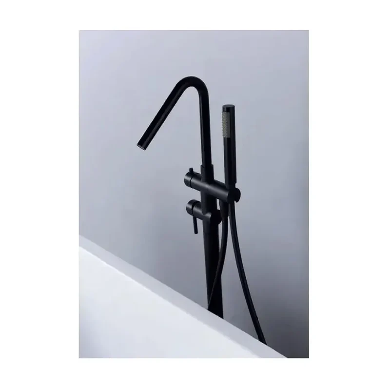 Grifo monomando de bañera con ducha de mano fabricado en latón con acabado negro mate Corcega de Imex