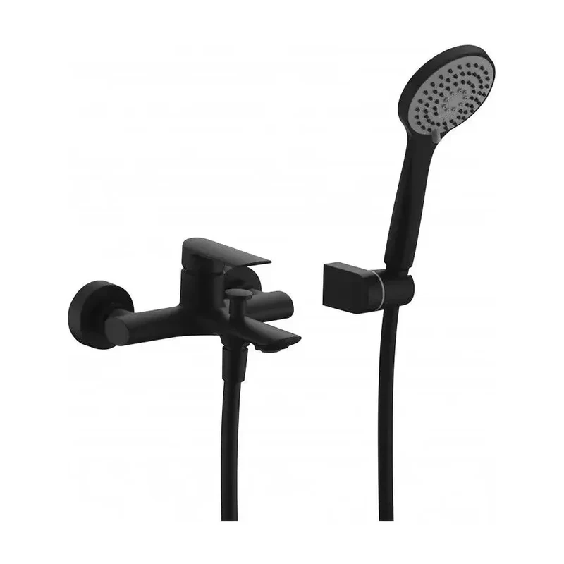 Grifo monomando para bañera y ducha fabricada en latón de acabado negro mate Ural de Imex