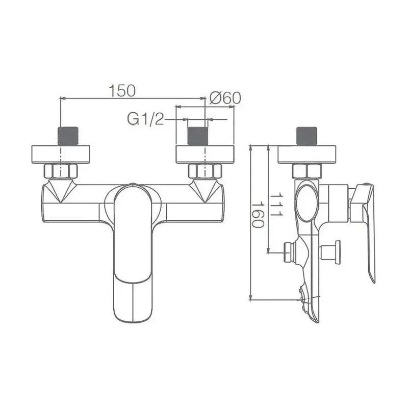 Grifo monomando para bañera y ducha fabricada en latón de acabado negro mate Ural de Imex