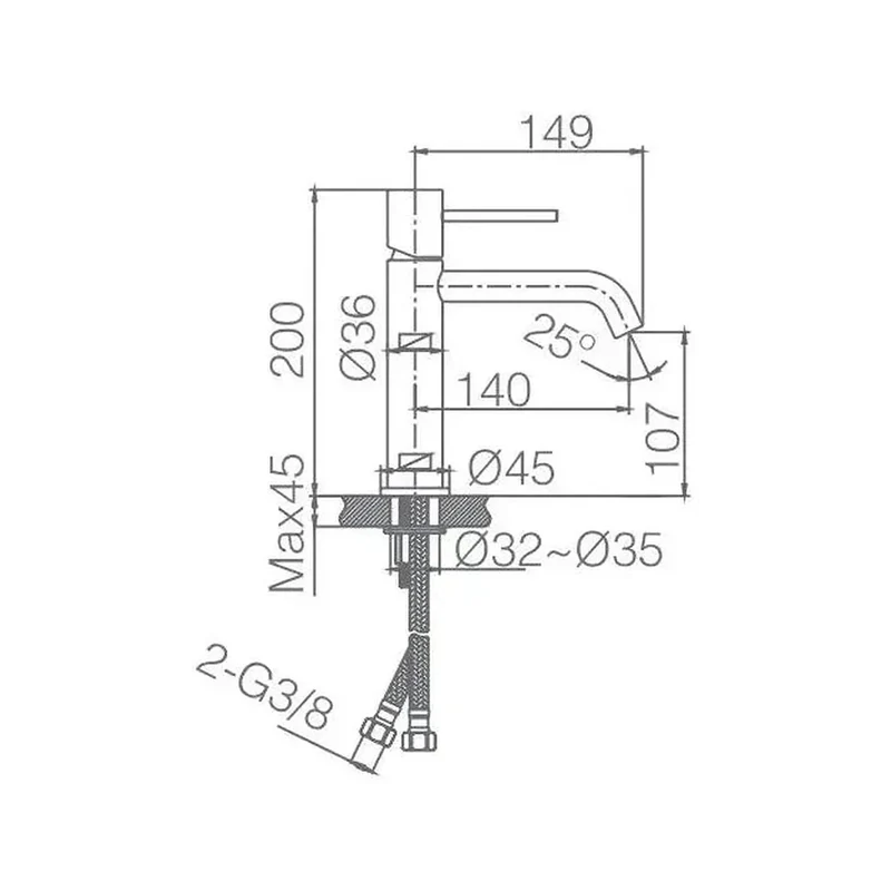 Grifo monomando para lavabo en latón con cartucho de 25 mm y acabado cromo Monza de Imex