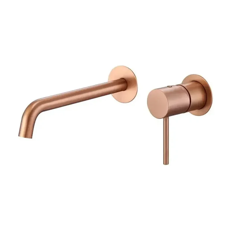 Grifo de lavabo monomando y empotrado sin caja de registro en latón con acabado oro rosa cepillado Monza de Imex