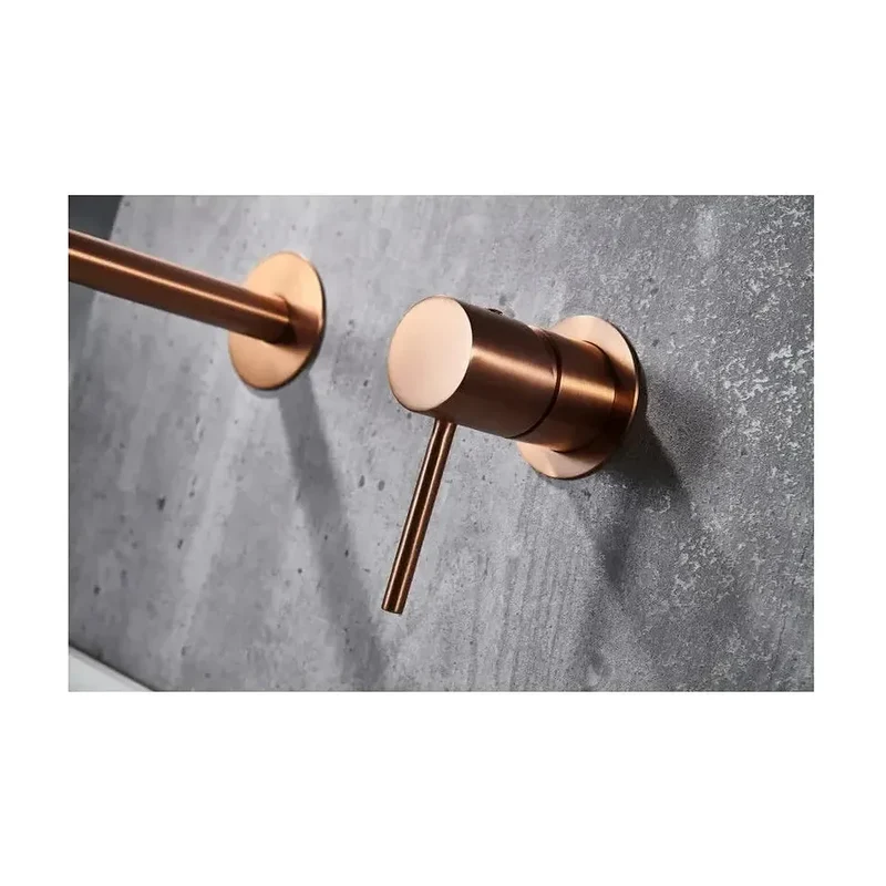Grifo de lavabo monomando y empotrado sin caja de registro en latón con acabado oro rosa cepillado Monza de Imex