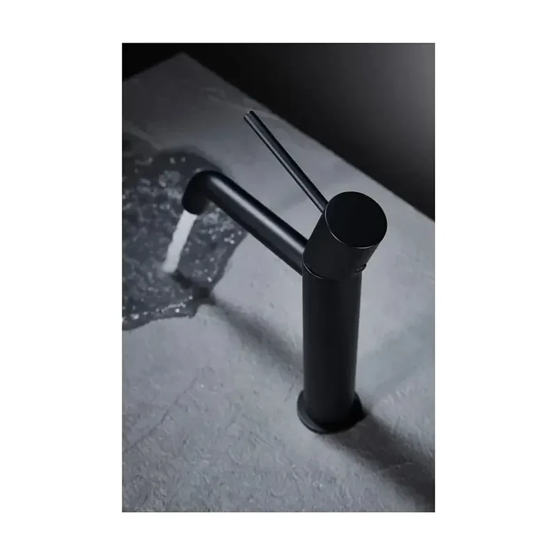 Grifo monomando para lavabo cartucho de 25 mm fabricado en latón con acabado negro mate Monza de Imex