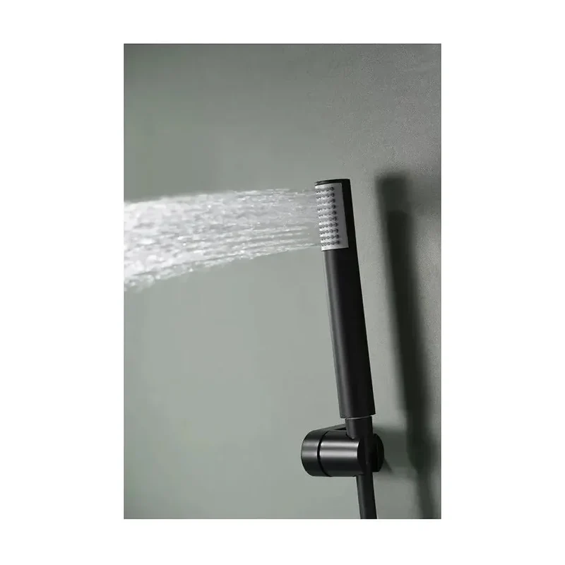 Grifo para ducha termostático fabricado en latón de acabado negro mate Line de Imex