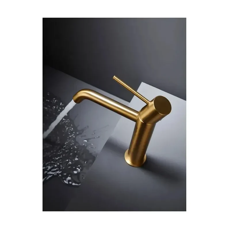 Grifo monomando lavabo cartucho de 25 mm fabricado en latón con acabado oro cepillado Monza de Imex