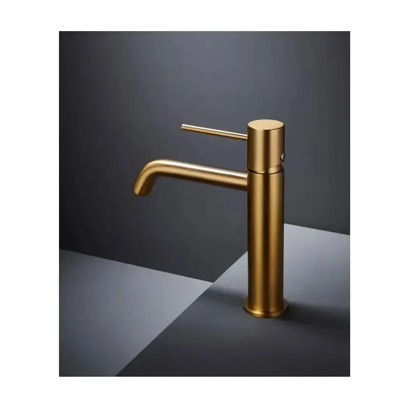 Grifo monomando lavabo cartucho de 25 mm fabricado en latón con acabado oro cepillado Monza de Imex