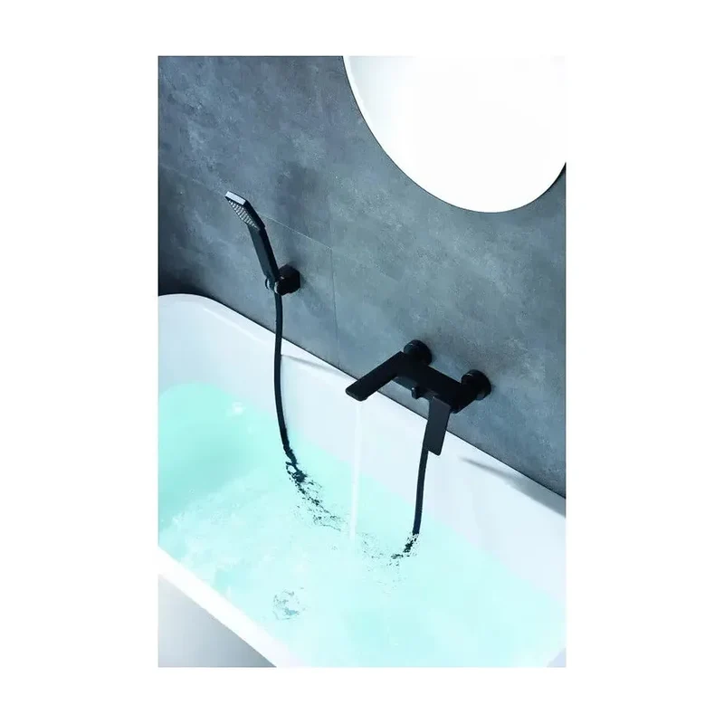 Grifo monomando para bañera o ducha empotrable con un acabado negro mate Fiyi de Imex