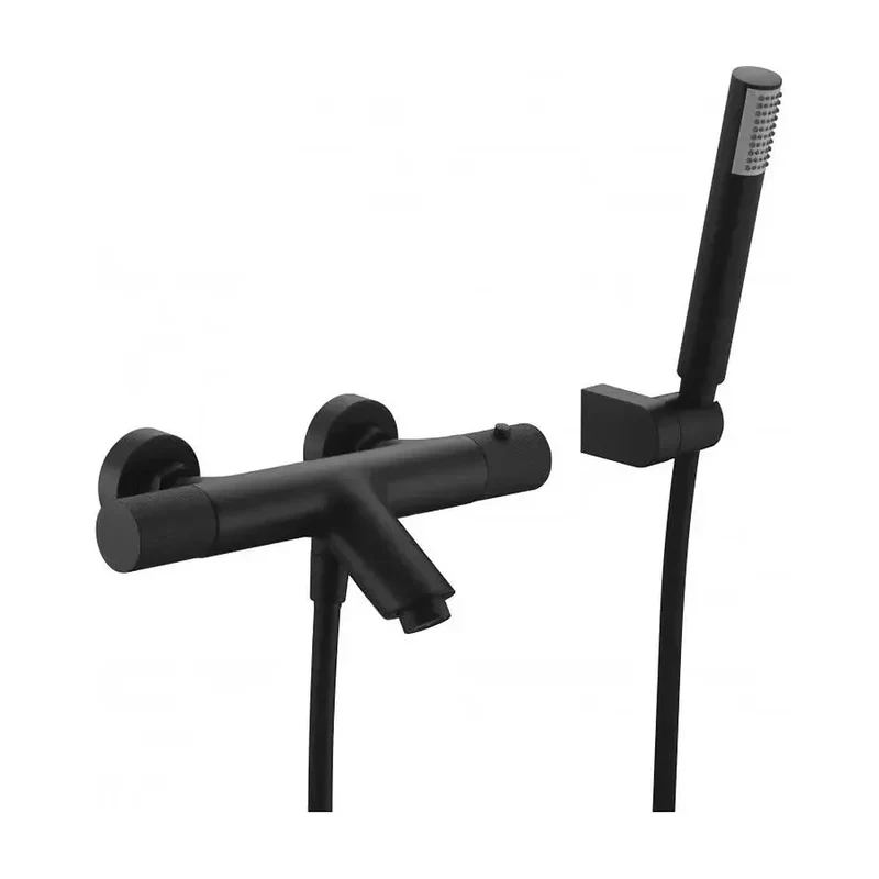 Grifo para ducha y bañera termostático fabricado en latón de acabado negro mate Line de Imex