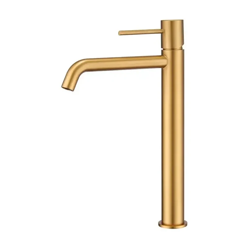 Grifo monomando de lavabo fabricado en latón con acabado oro cepillado Monza de Imex