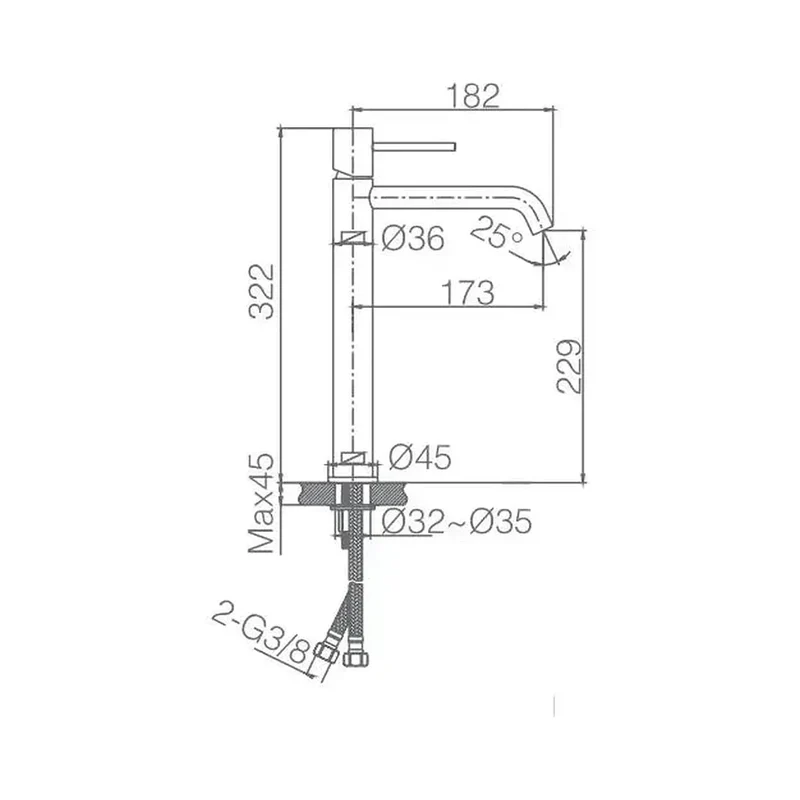 Grifo monomando de lavabo fabricado en latón con acabado oro cepillado Monza de Imex