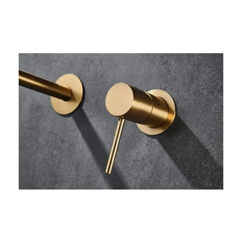 Grifo de lavabo monomando y empotrado sin caja de registro en latón con acabado oro cepillado Monza Imex