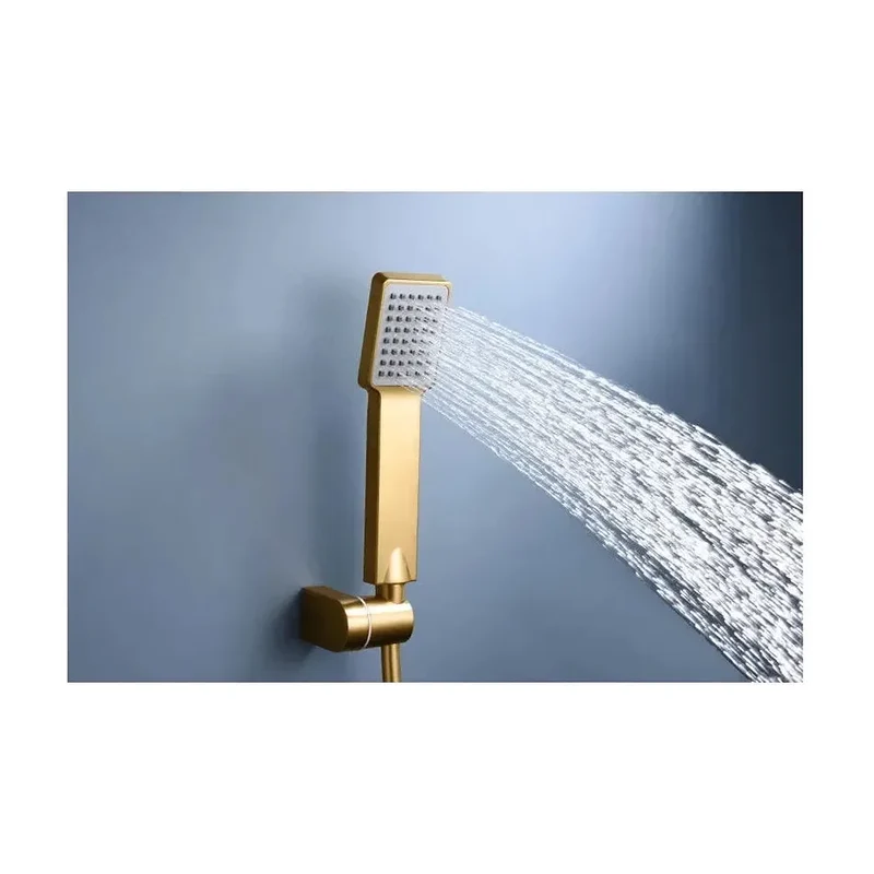 Grifería monomando para ducha con mango y flexo hecha de latón con acabado oro cepillado Art de Imex