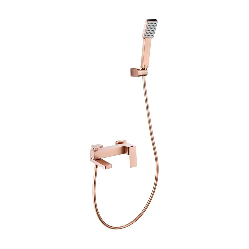 Grifería monomando de bañera y ducha hecha de latón con acabado oro rosa cepillado Pisa de Imex