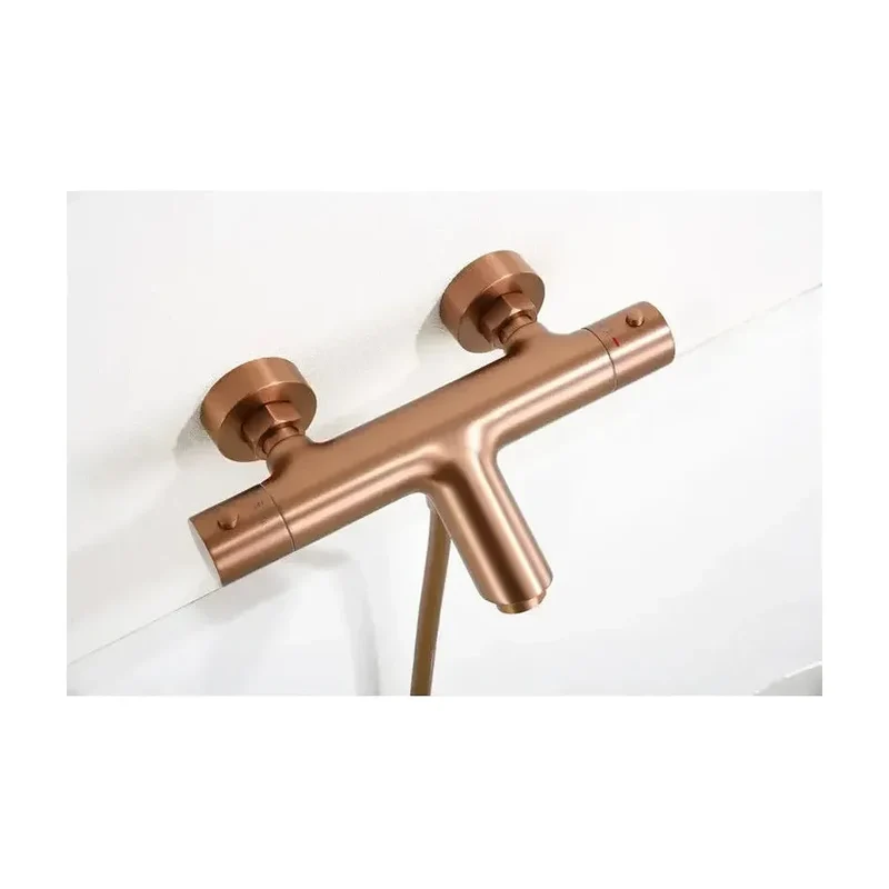 Grifería termostática para bañera y ducha hecha de latón con acabado oro rosa cepillado Monza de Imex