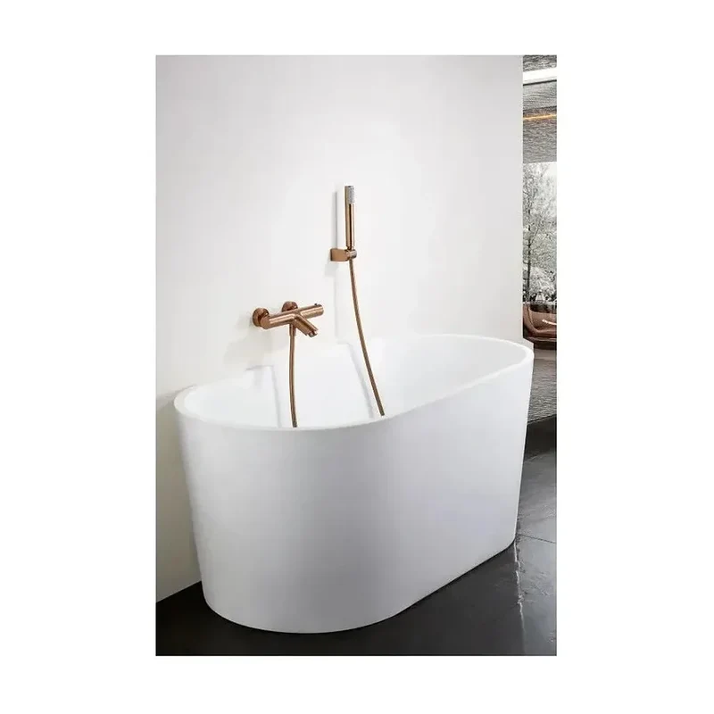 Grifería termostática para bañera y ducha hecha de latón con acabado oro rosa cepillado Monza de Imex