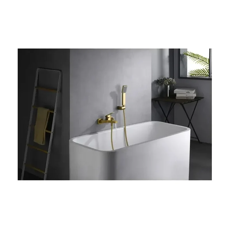 Grifería monomando de bañera y ducha hecha de latón con acabado oro cepillado Art de Imex