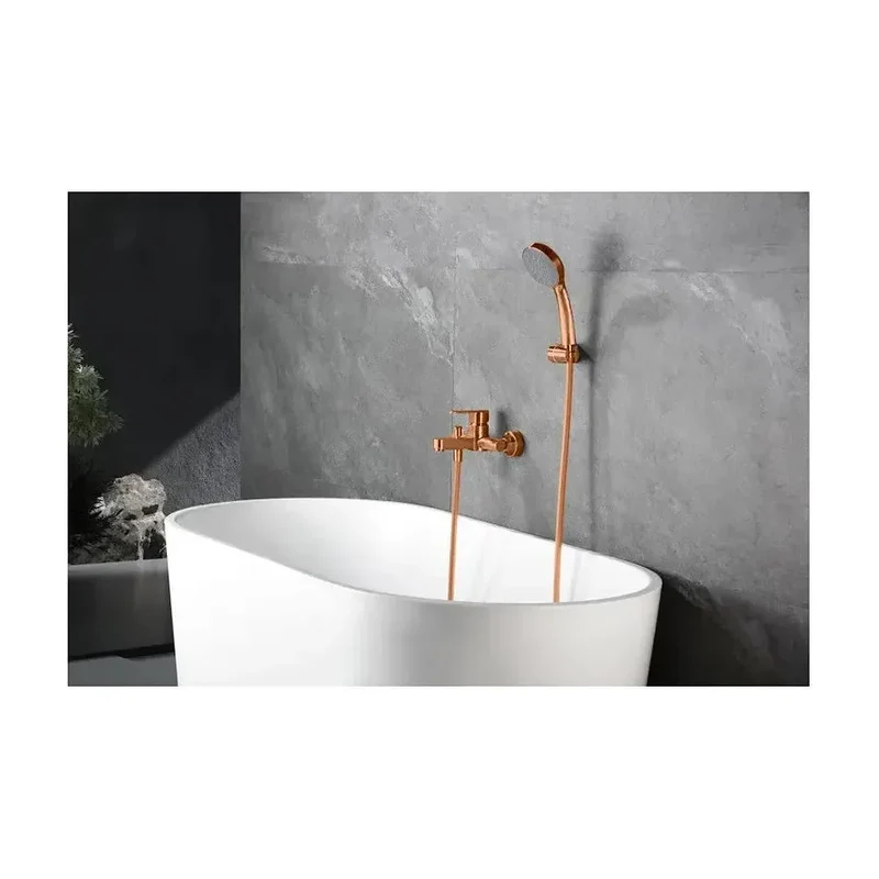 Grifería monomando para bañera y ducha hecha de latón con acabado oro rosa cepillado Roma de Imex