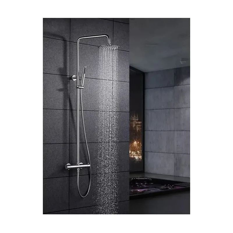 Conjunto de ducha termostática fabricada en acero inoxidable con un acabado cromado Moscu de Imex