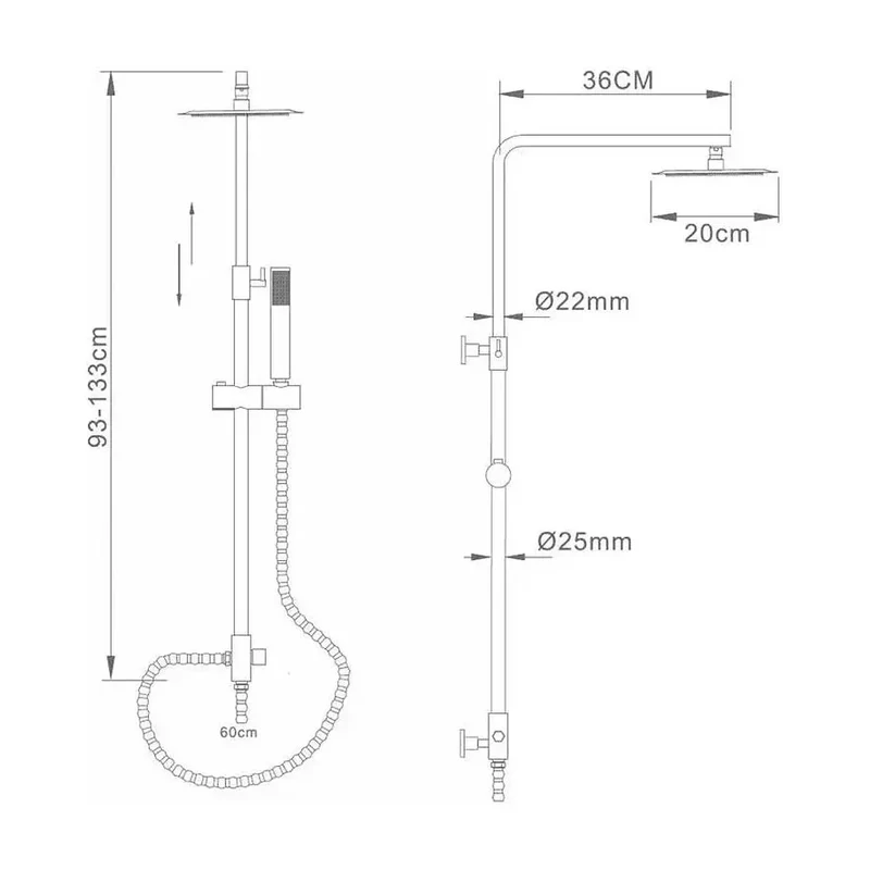 Columna monocomando para ducha con un diseño moderno de acabado cromado Minsk de Imex