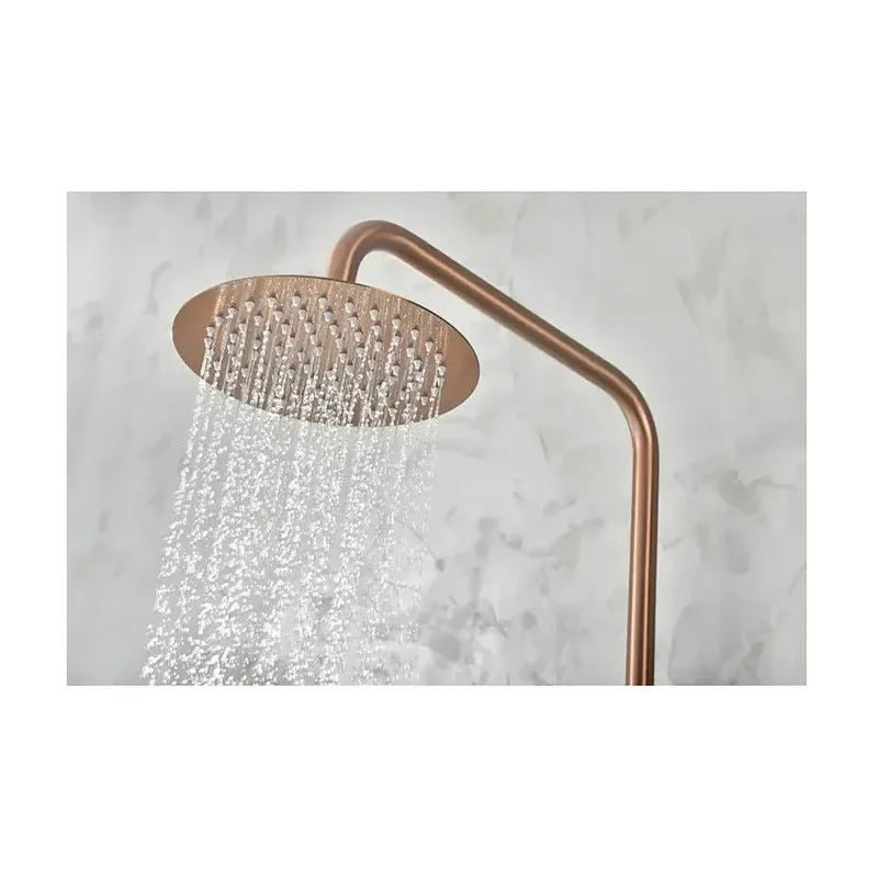 Columna de ducha de altura regulable fabricada en acero inoxidable con acabado oro rosa cepillado Monza de Imex