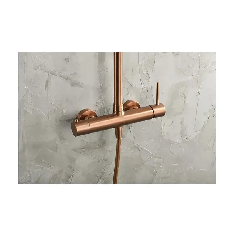 Columna de ducha de altura regulable fabricada en acero inoxidable con acabado oro rosa cepillado Monza de Imex