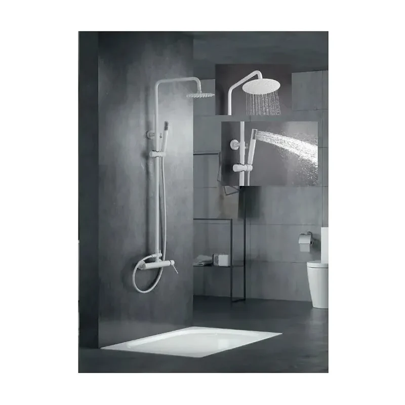 Columna de pared para ducha empotrada de diseño moderno en color blanco mate stick Milos de Imex