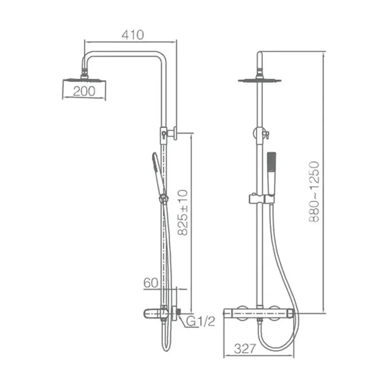 Columna para ducha con una barra extensible hasta los 125 cm de acabado cromado Dinamarca de Imex