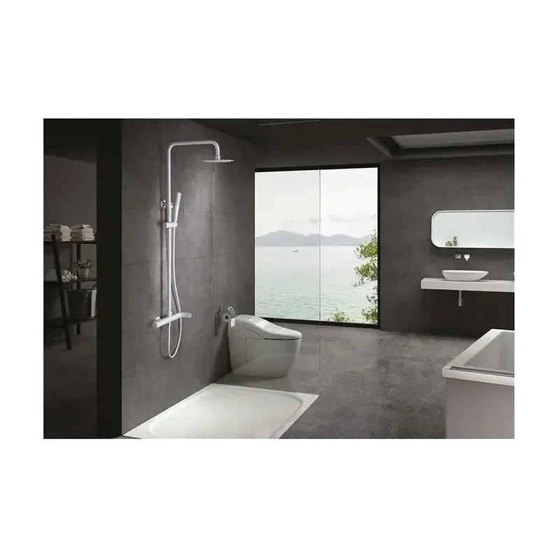 Columna monomando de ducha con un diseño moderno y un acabado blanco mate Dinamarca de Imex