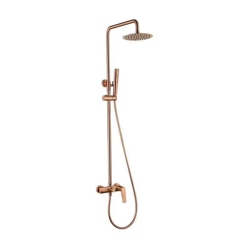 Barra de ducha monomando extensible hecha acero inoxidable con acabado oro rosa cepillado Delos de Imex
