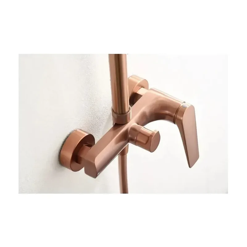 Barra de ducha monomando extensible hecha acero inoxidable con acabado oro rosa cepillado Delos de Imex
