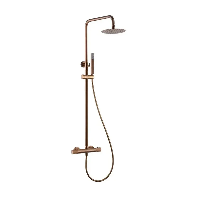 Barra de ducha termostática hecha de acero inoxidable acabado oro rosa cepillado Line de Imex