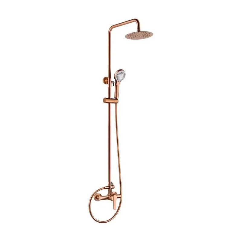 Barra de Ducha Monomando Extensible en Acero Inoxidable con Acabado Oro Rosa Cepillado — Roma de Imex