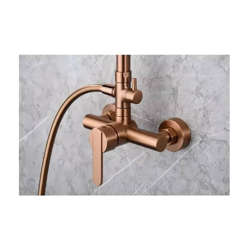 Barra de Ducha Monomando Extensible en Acero Inoxidable con Acabado Oro Rosa Cepillado — Roma de Imex