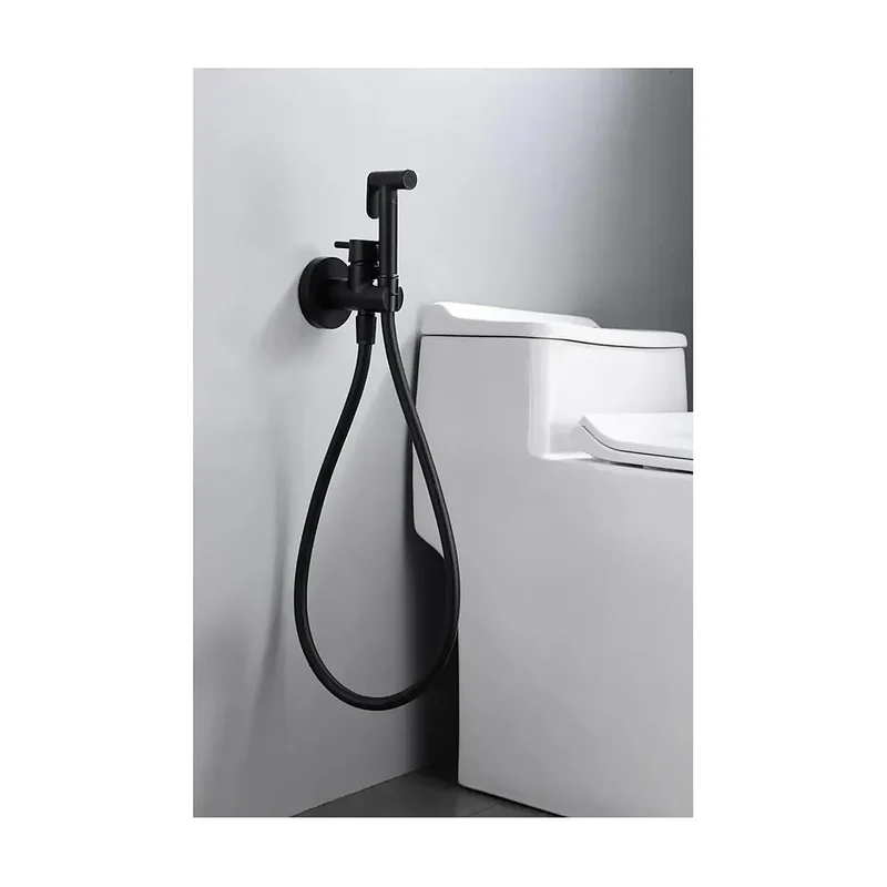 Ducha higiénica con grifo monomando empotrado fabricada en latón de acabado negro mate Munich de Imex
