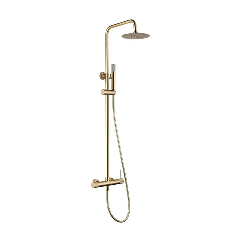 Barra de ducha monomando extensible de acero inoxidable con acabado oro cepillado Line Imex