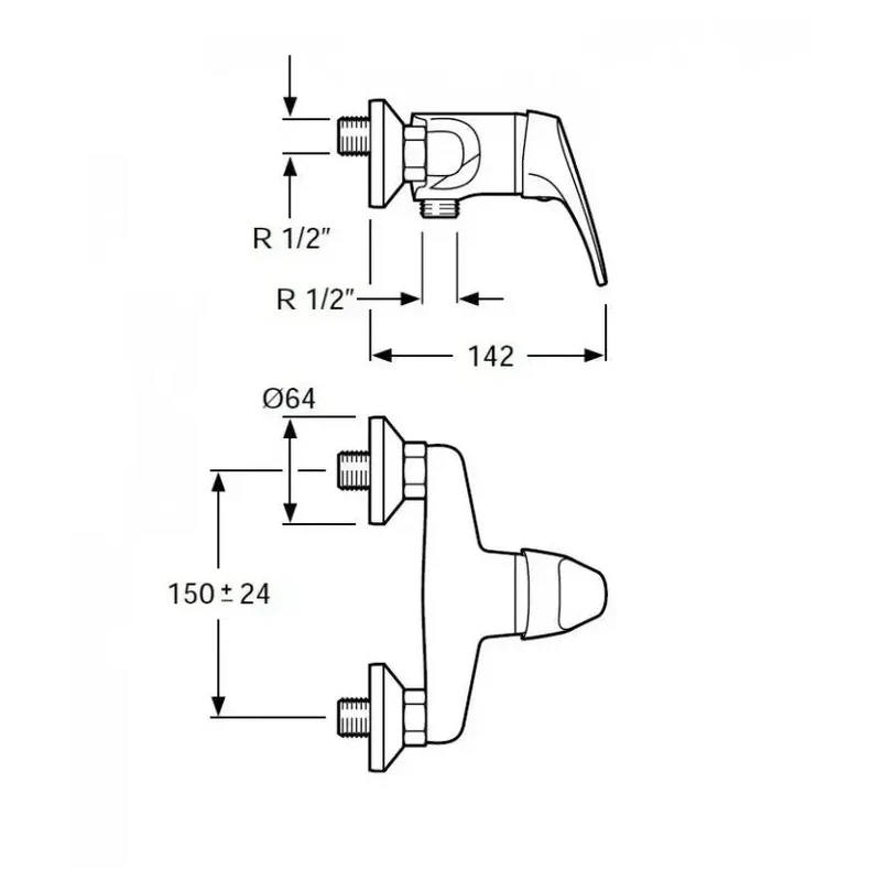 Grifo monomando de ducha cromado de latón con set incluido Base de Aquore