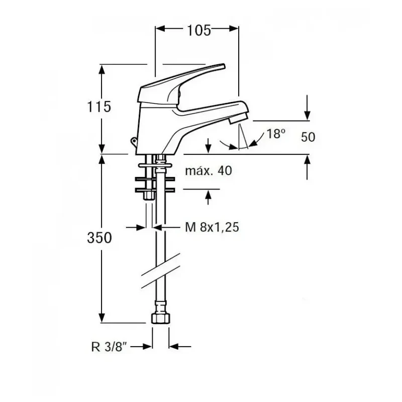 Grifo de lavabo monomando de latón cromado de 11,5 cm de alto Base de Aquore