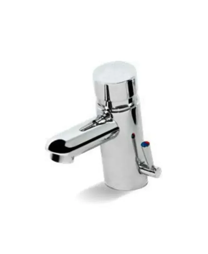 Grifo de lavabo temporizado con mezclador de latón cromado y cartucho cerámico excéntricas de Aquore