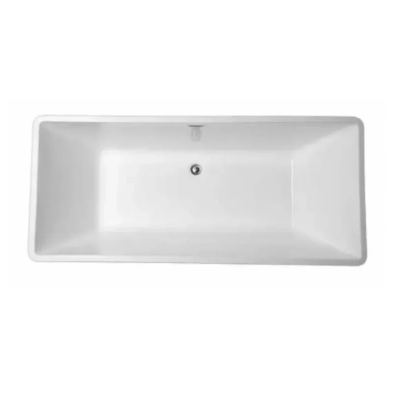 Bañera exenta de diseño moderno acrílica blanca con válvula cromada Caspio de Aquore
