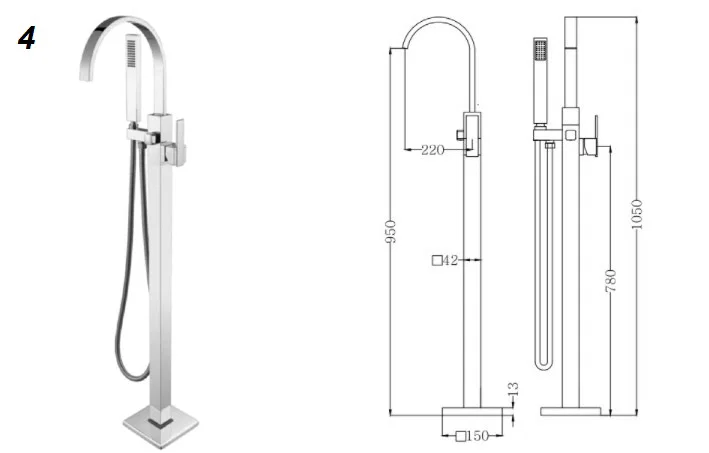 Bañera exenta de diseño moderno acrílica blanca con válvula cromada Caspio de Aquore
