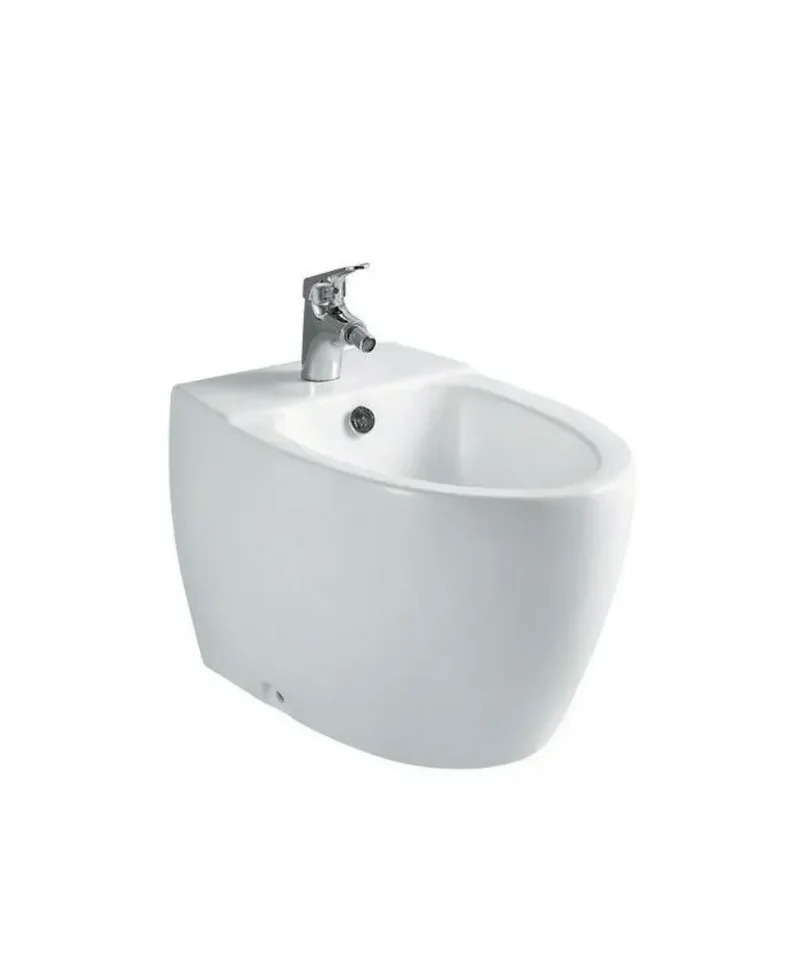 Bidé compacto de porcelana blanca acabado vitrificado Génova de Aquore