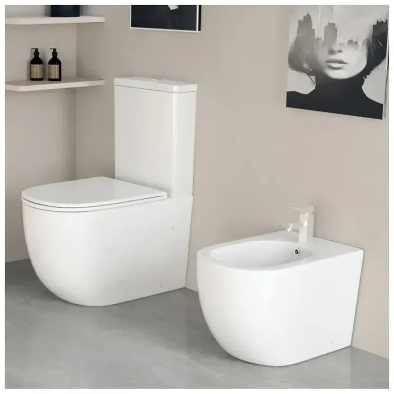 Bidé compacto de porcelana blanca acabado vitrificado Génova de Aquore