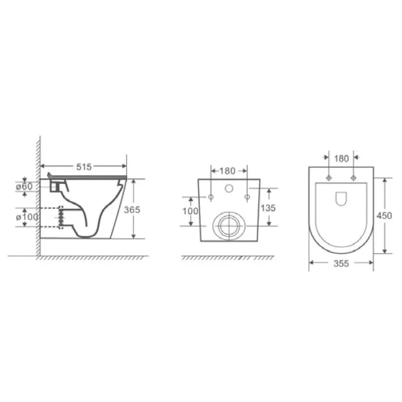 Inodoro compacto Rimless con salida dual y acabado esmaltado tapa de cierre suave Turín de Aquore