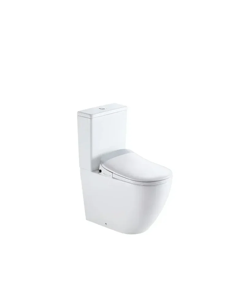 Inodoro Rimless completo con mando a distancia y bidet ajustable de tapa amortiguada blanco de cerámica IWC de Aquore