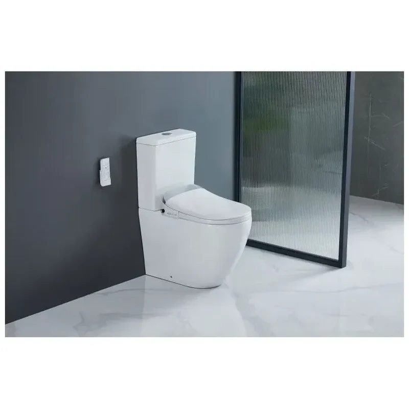 Inodoro Rimless completo con mando a distancia y bidet ajustable de tapa amortiguada blanco de cerámica IWC de Aquore